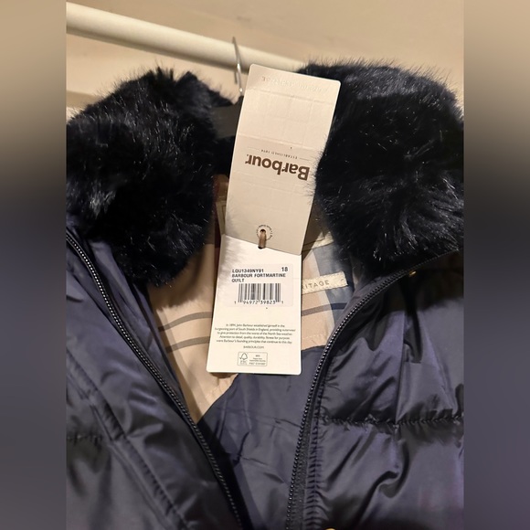 Barbour - Fortmartine Faux Fur Trimmed Quilted Jacketm (Size 14/1X) - Picture 3 of 7